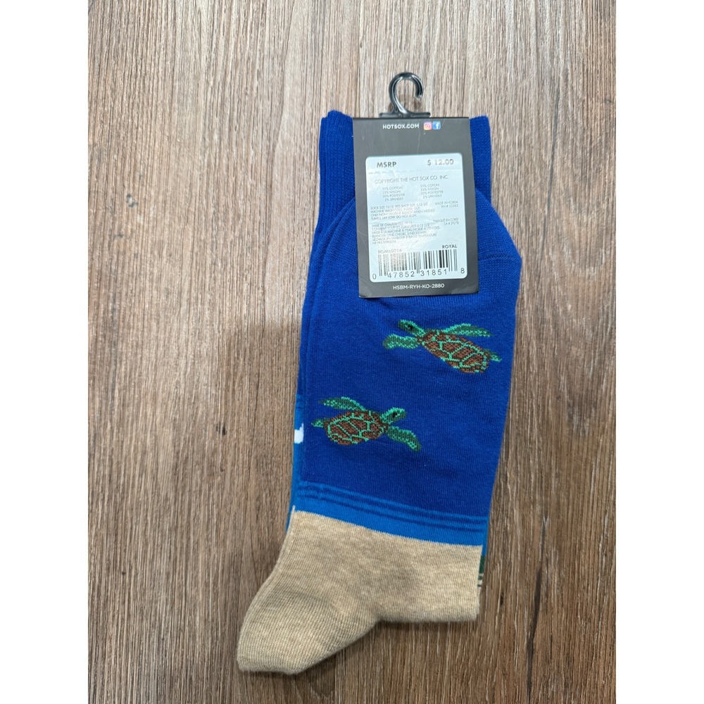 Hot Sox Mens North Carolina Lighthouse Sea Turtle Crew Socks Royal Blue HSM60016